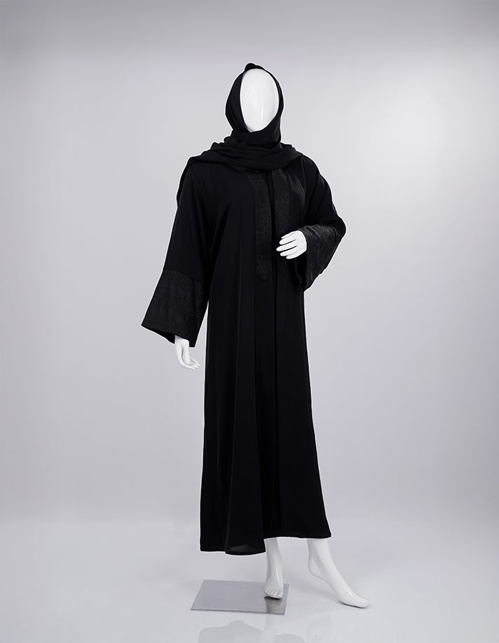 Liara Ornate Embroidered Chest-Panel Abaya