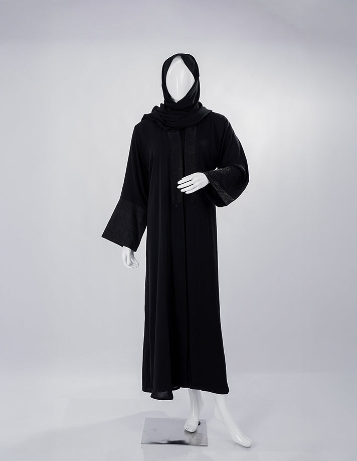 Liara Ornate Embroidered Chest-Panel Abaya