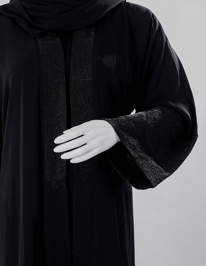 Liara Ornate Embroidered Chest-Panel Abaya