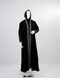 Liara Black Abaya with Floral Front Panel