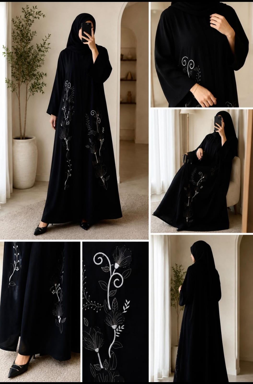 Liara Noir Bloom Open Abaya
