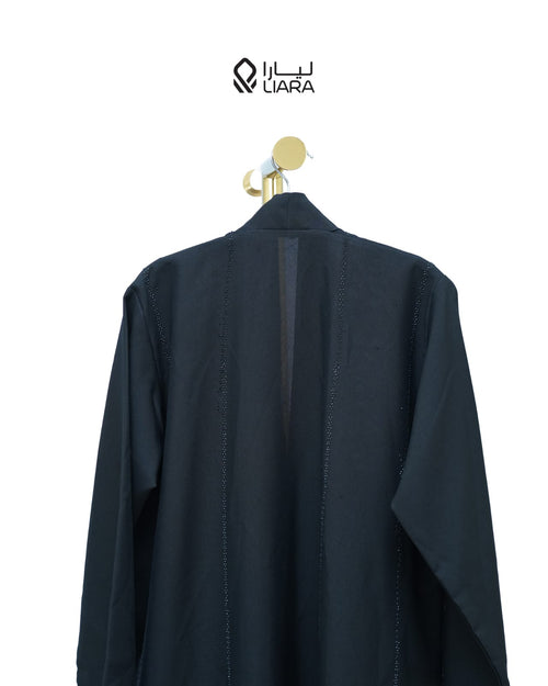 Liara Black Open-Front Kimono Abaya
