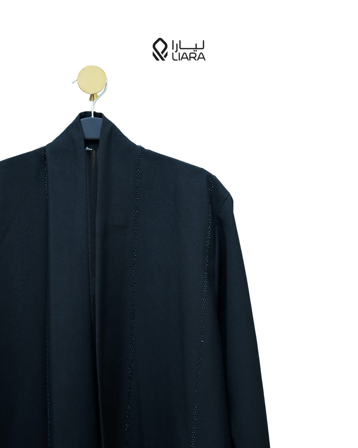 Liara Black Open-Front Kimono Abaya