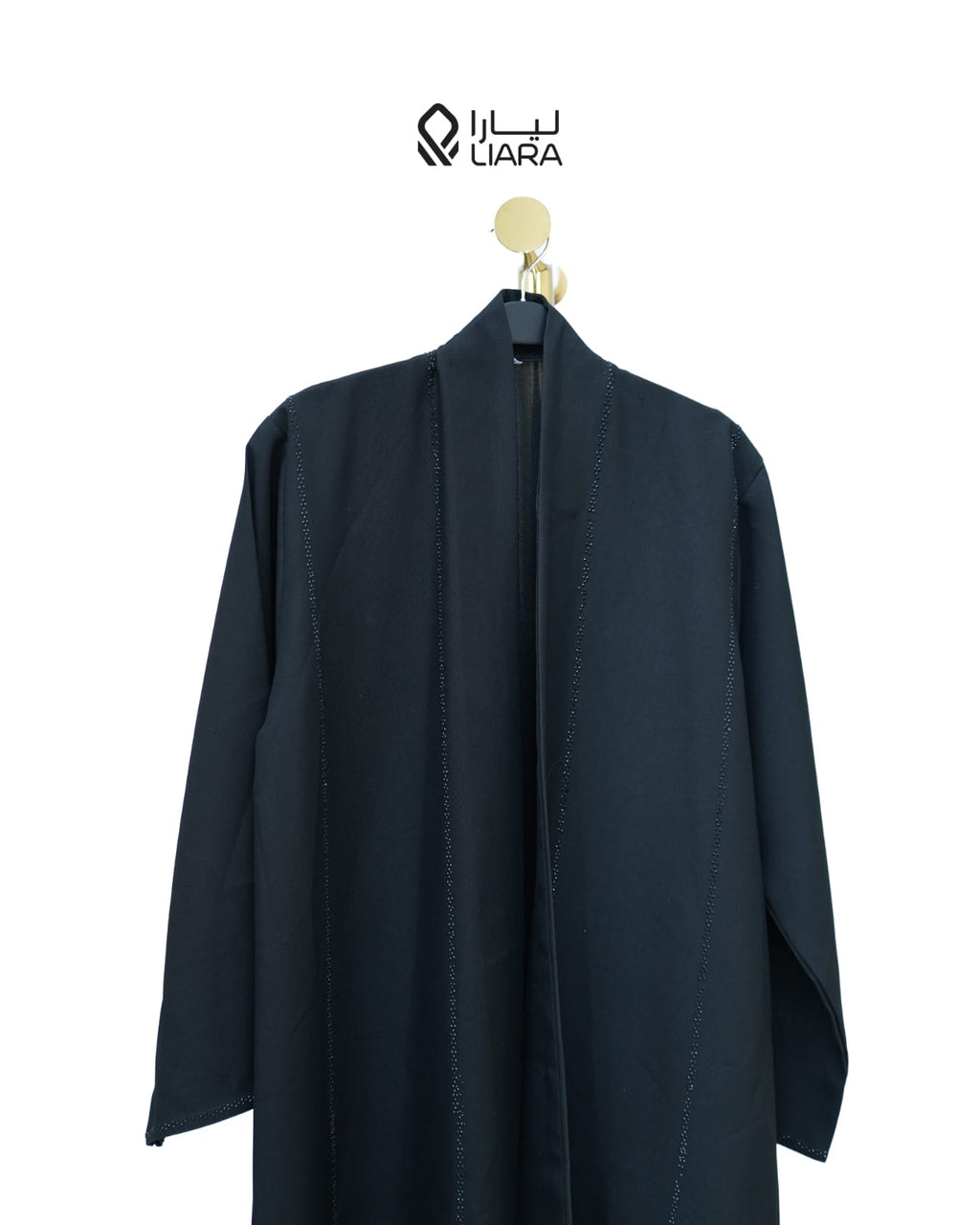 Liara Black Open-Front Kimono Abaya