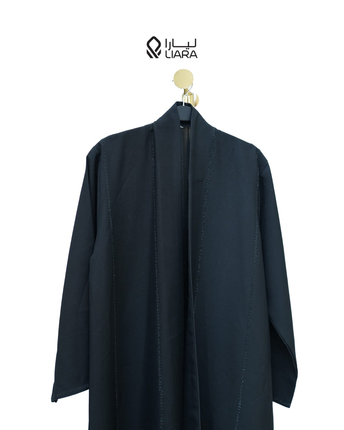 Liara Black Open-Front Kimono Abaya