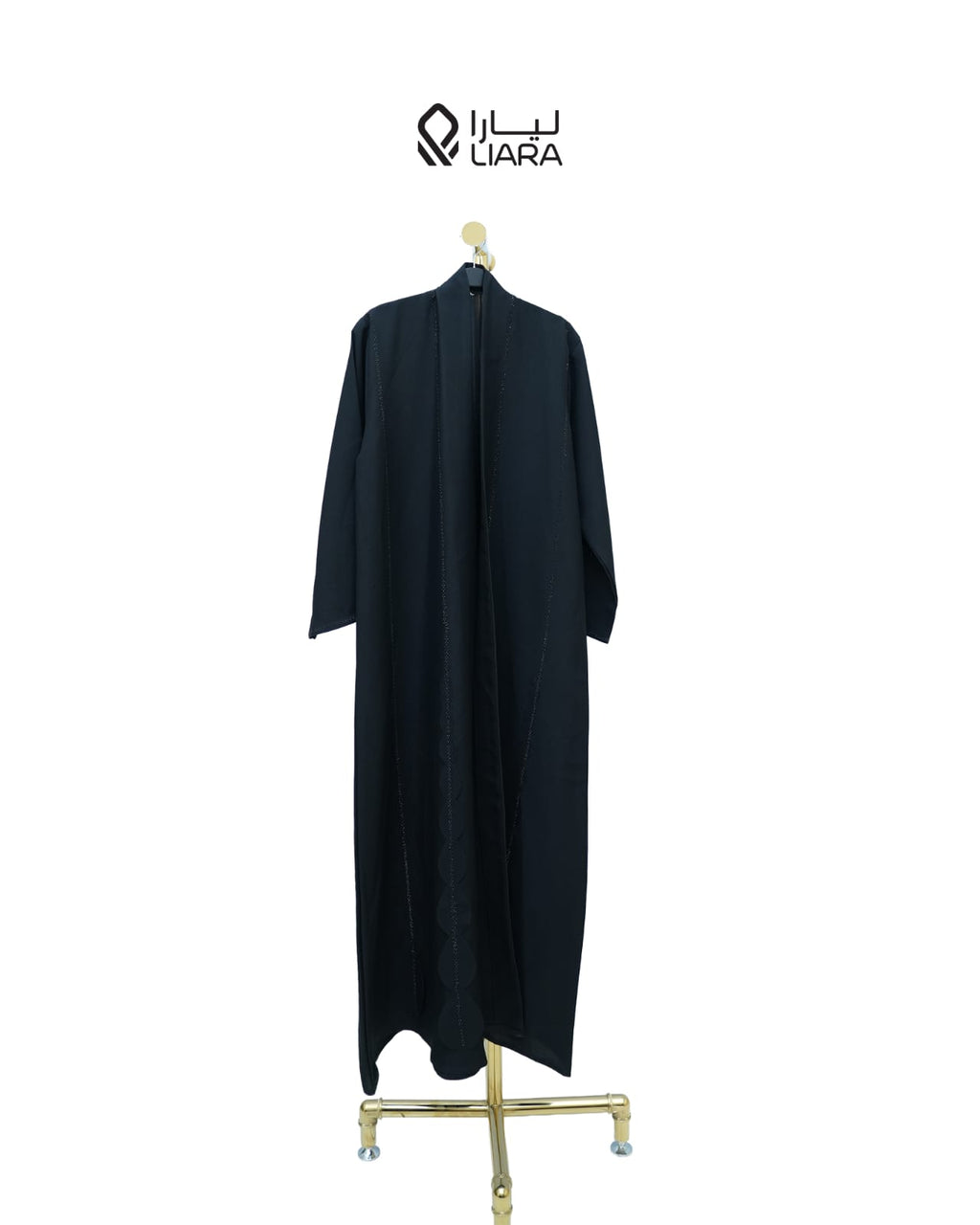 Liara Black Open-Front Kimono Abaya