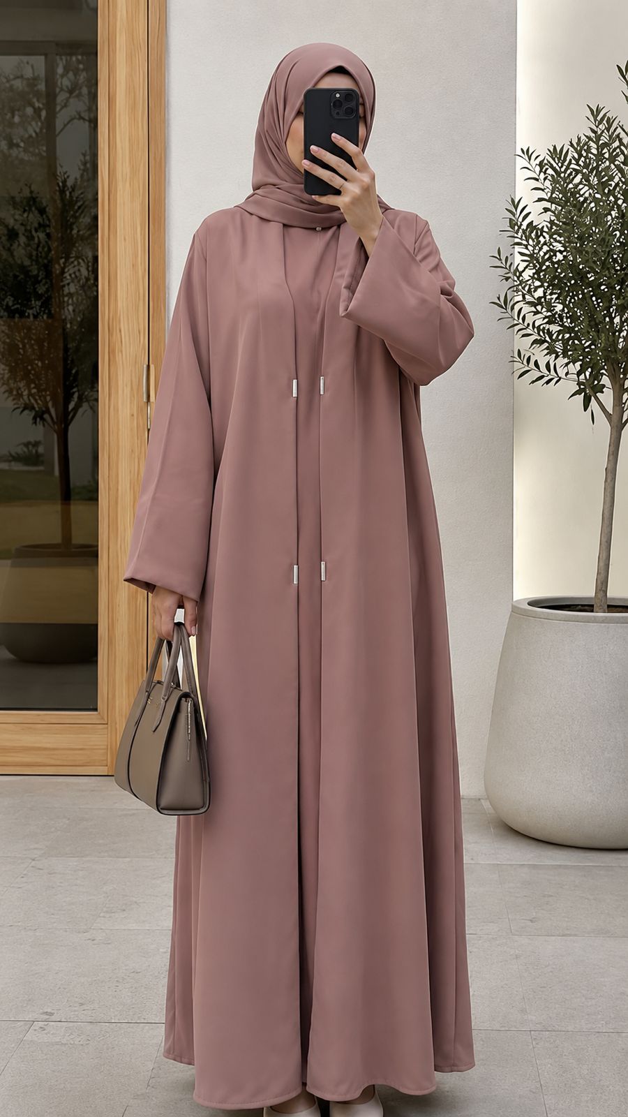 Liara Dusty Pink Coat Abaya