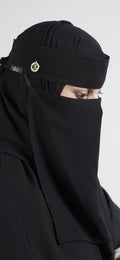 Liara Large Niqab with Round Locket – 11 Inch Length