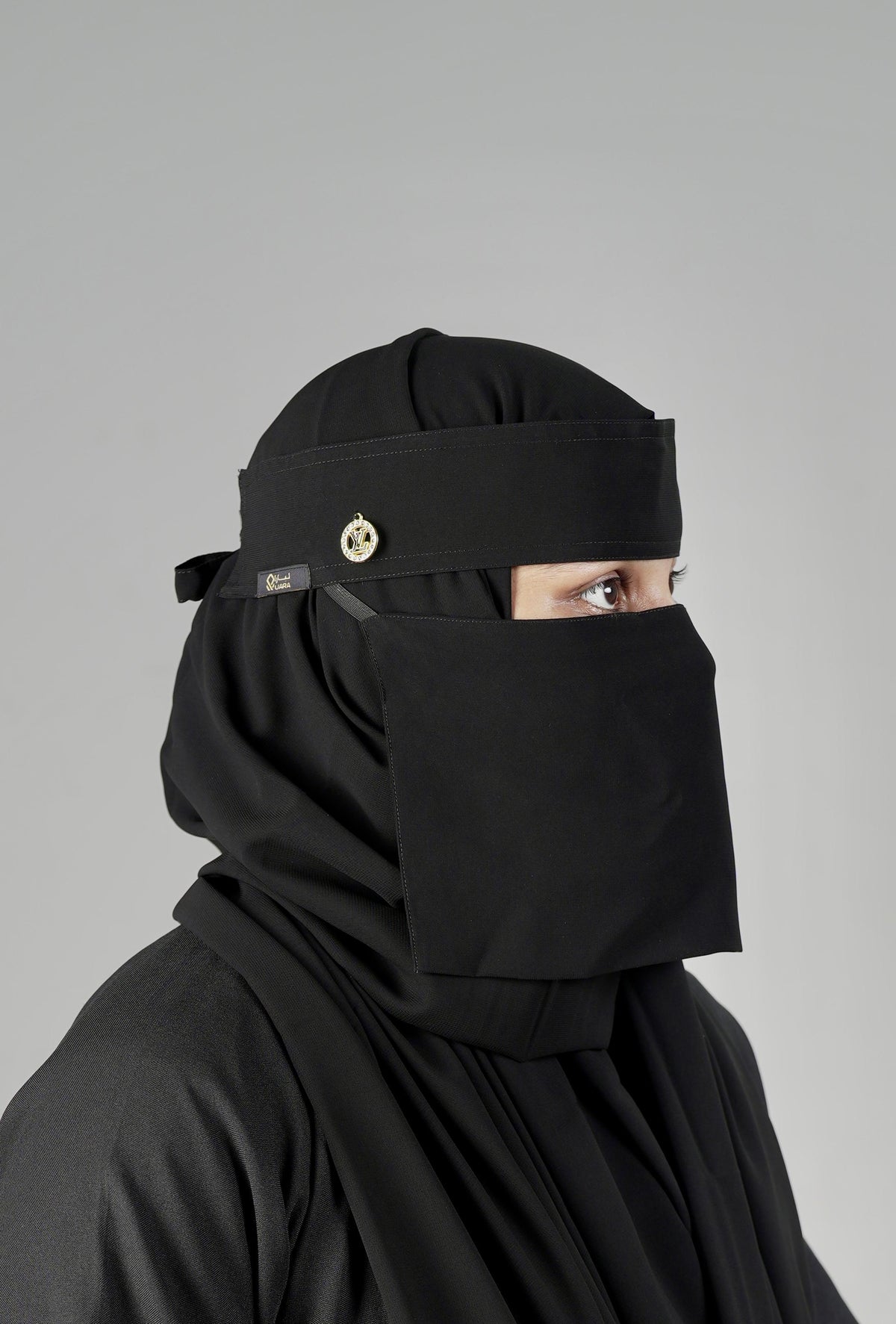 Liara Mini Small Round Locket Niqab – 6 Inch Length