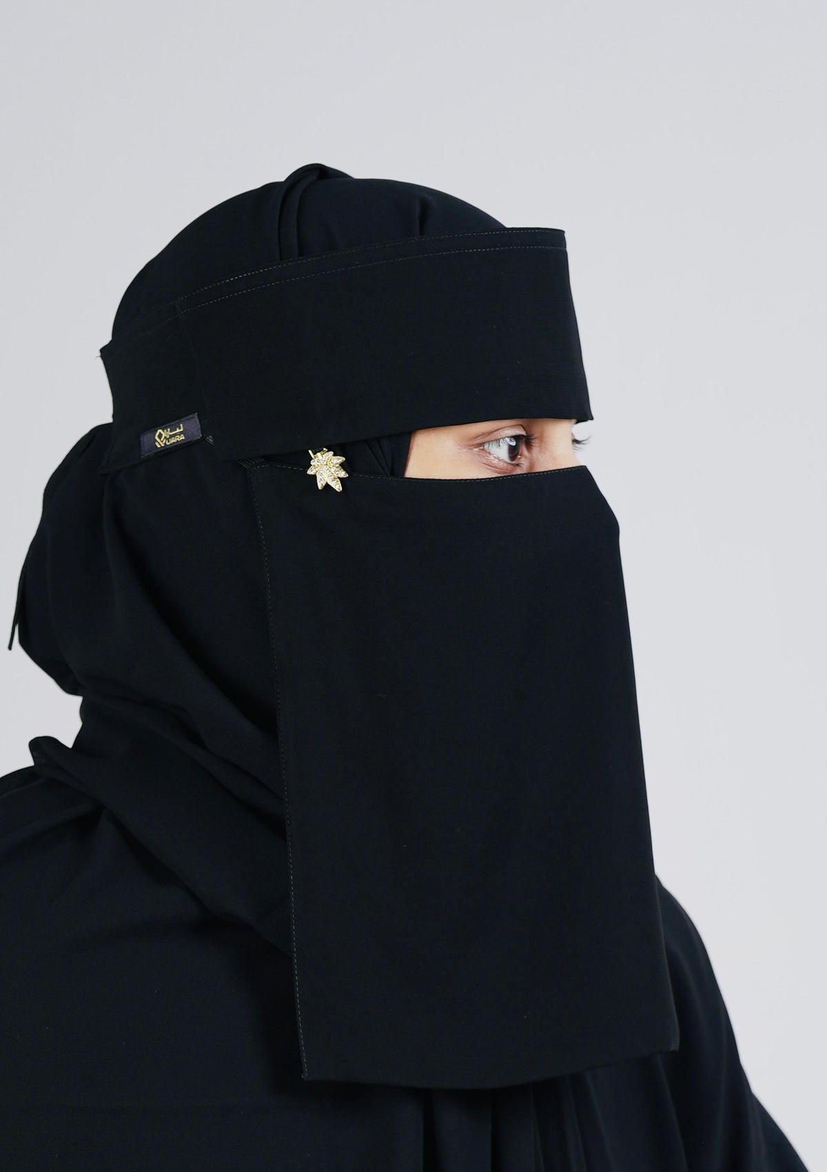 Liara Medium Flap Niqab with Leaf Locket – 10 Inch Length